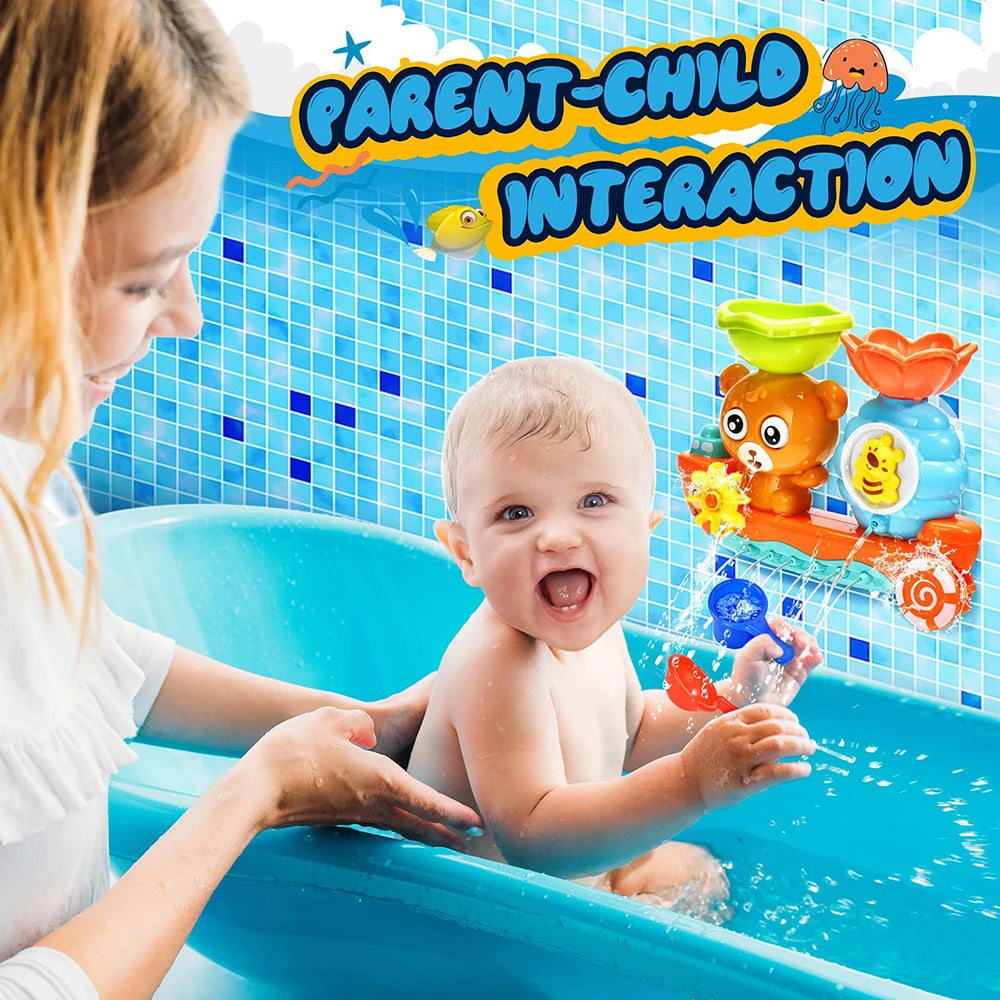 Jouet de bain cascade ours avec ventouses pour tout-petits (0 à 6 ans)
