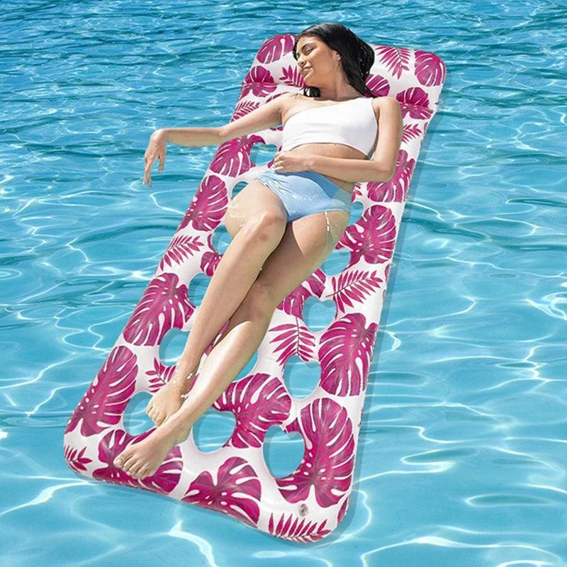Aufblasbare Pool-Schwimmreihe und Wasserhängematten-Lounger, große Schwimmbett-Matratze für Erwachsene, komfortabler Float für See, Pool oder Strand