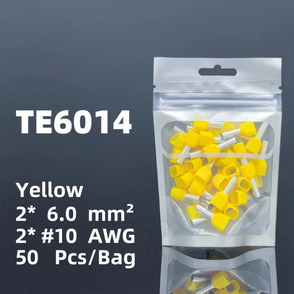 Terminale a Doppio Filo Isolato Terminale a Blocco Doppio Filo Ferrule Rame Puro Doppio Tubo Connettore a Pressione Fredda per Cavo da 0.5-10mm2