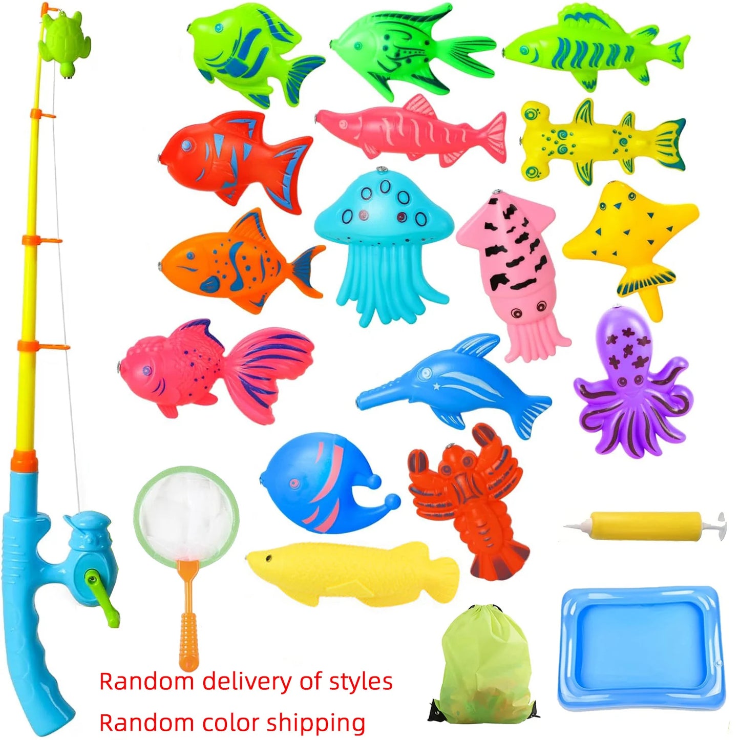 Magnetic Fishing Game Set with Inflatable Pool for Kids