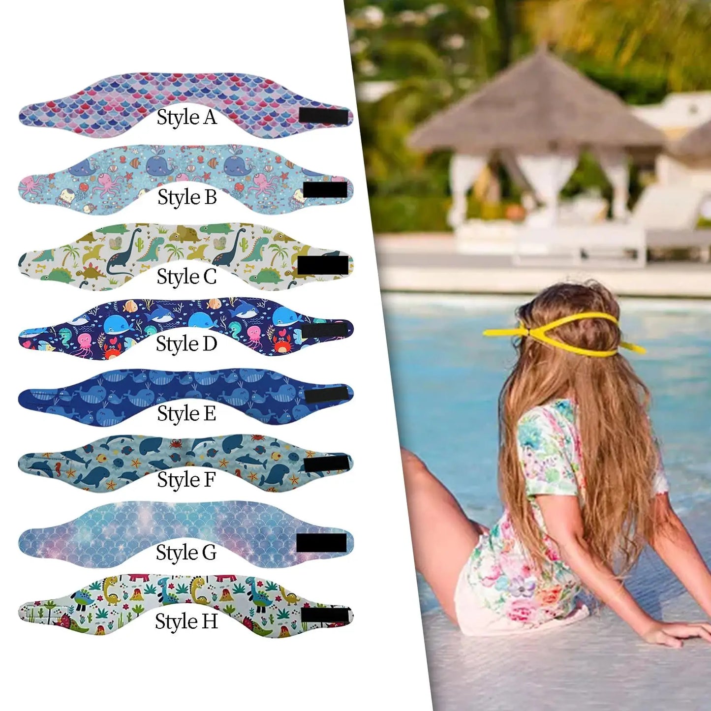 Adjustable Swimming Ear Hair Band for Water Sports Bathing Surfing