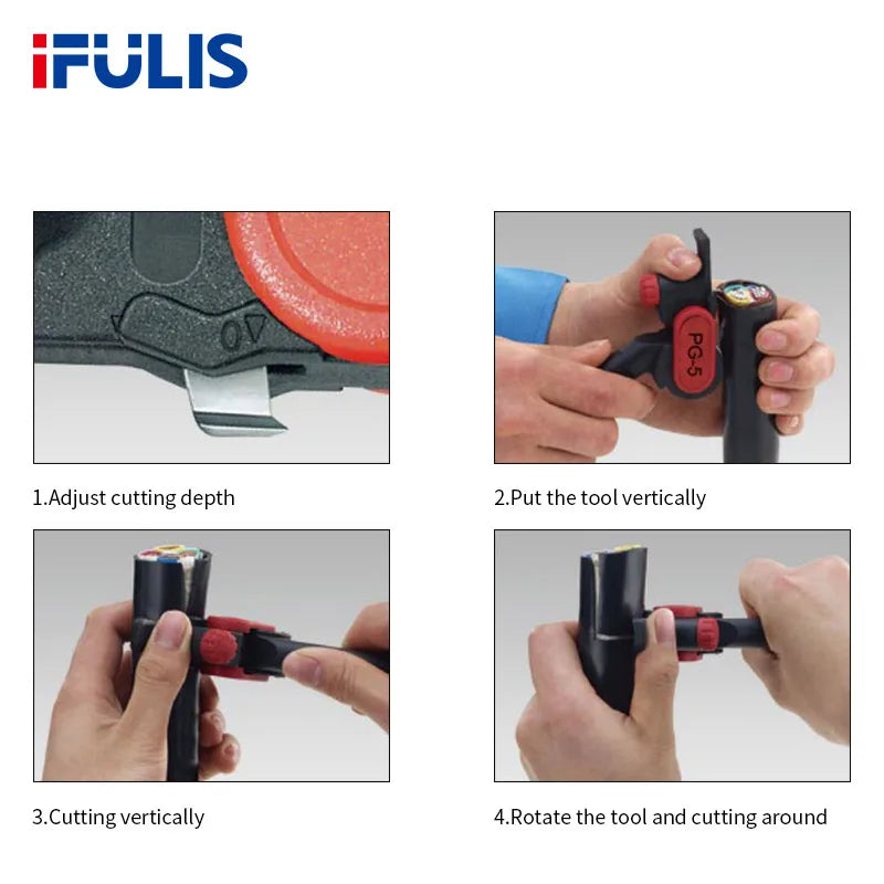 Cuchillo Pelacables PG-5 Tipo Rueda de Trinquete para Pelado de Cable Redondo de ≥25mm