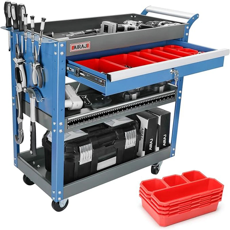 Maintenance Tool Trolley with Drawers, Hooks, Wheels | Mobile Storage ...