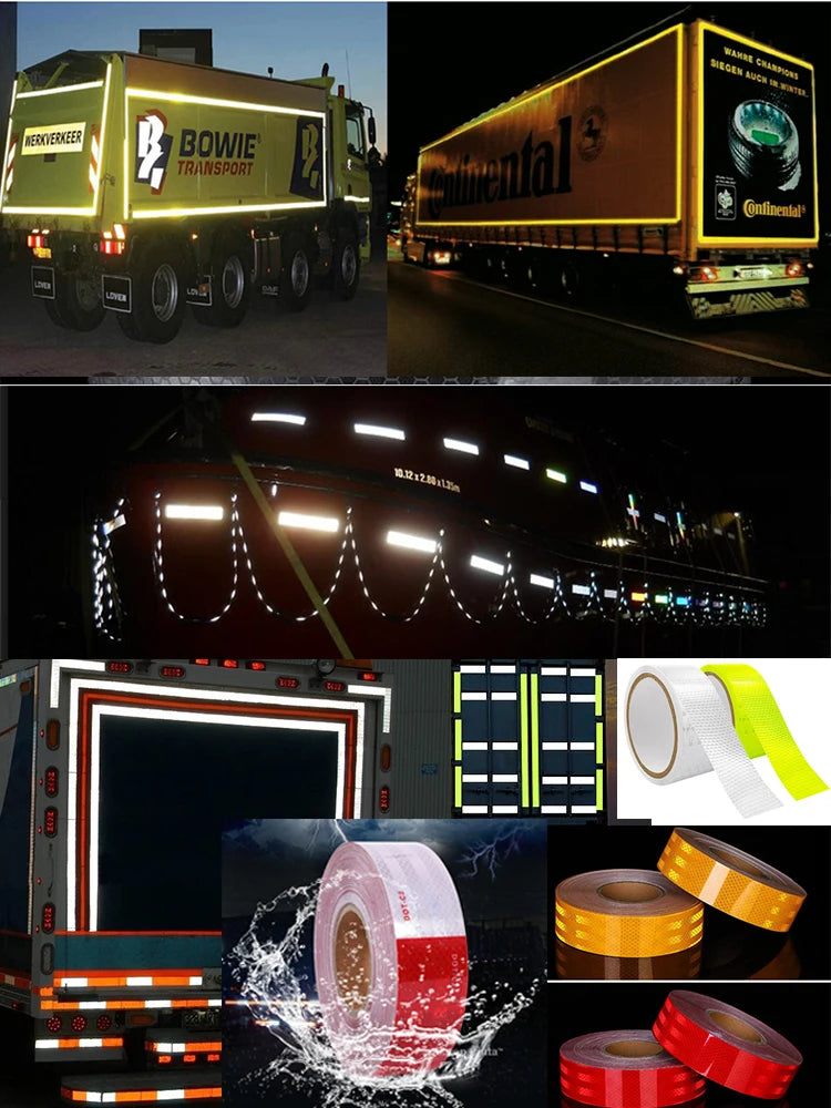 DOT-C2 Nastro Riflettente di Sicurezza per Camion Rosso Bianco Nastro Riflettente di Avvertimento di Sicurezza Adesivo Impermeabile per Veicoli
