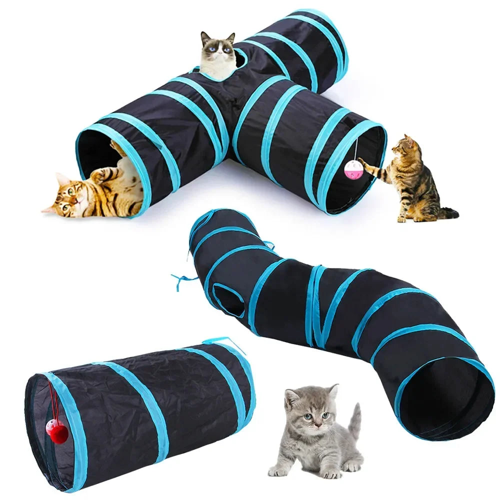 Tunnel en plastique non électrique pour chats d'intérieur - Tube de jeu pliable avec judas