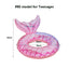 Anillo inflable de sirena con respaldo, flotador para piscina para adultos, adolescentes y niños, tubo para juegos acuáticos, colchoneta para nadar y juguetes para piscina.