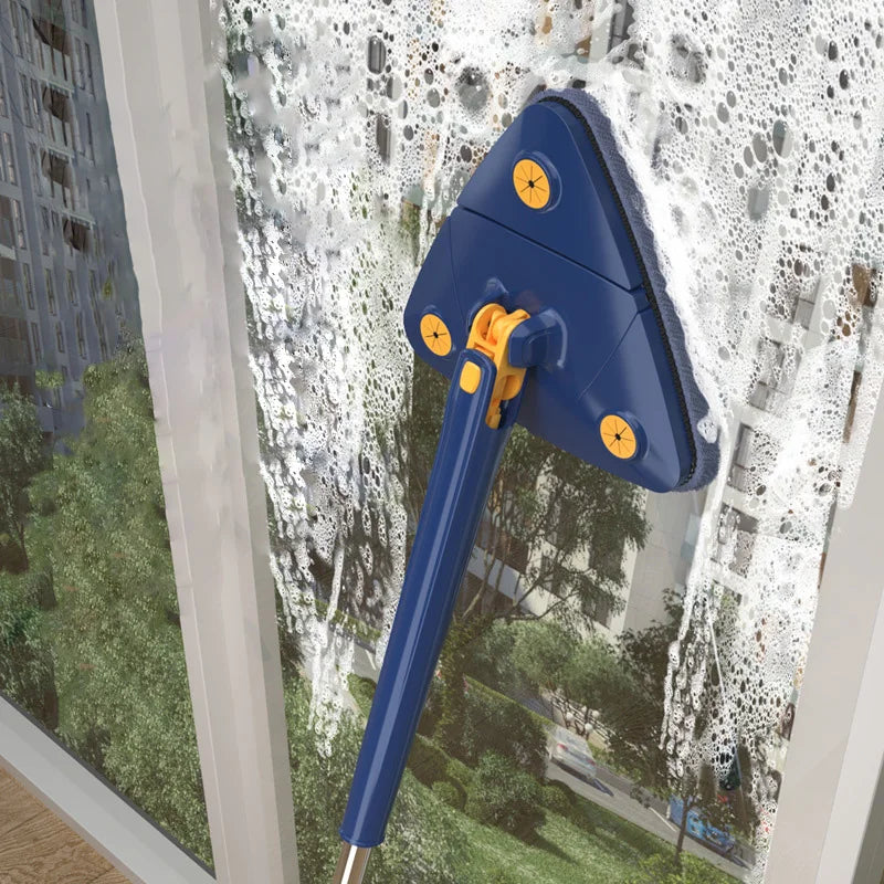 360° Rotatable Triangle Mop - Telescopic, Squeeze Wringing, Deep Cleaning for Ceiling & Wall