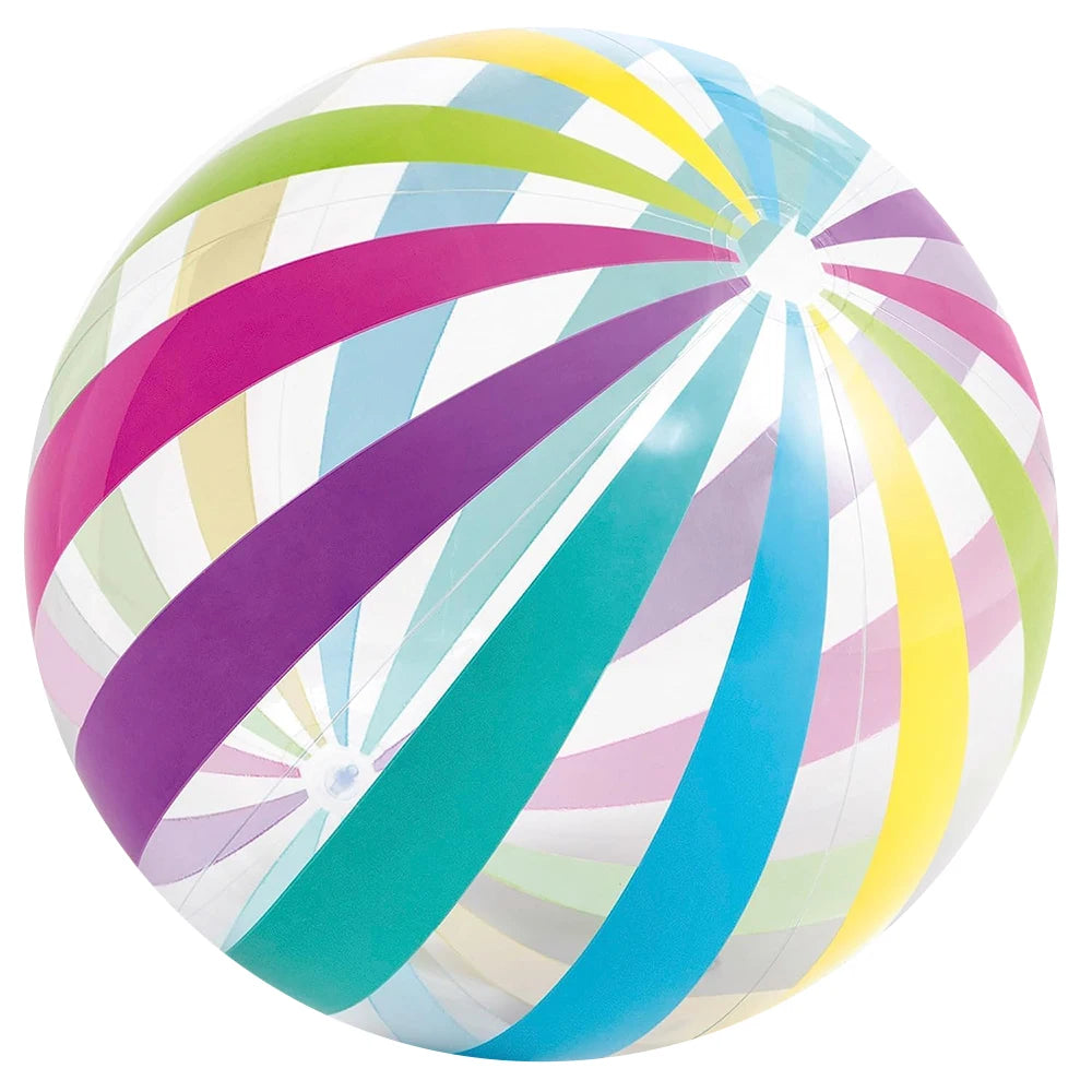 Colorful Striped Transparent Inflatable Beach Ball for Beach, Pool, and Party Games (Ages 14+）
