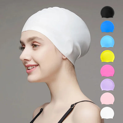 Comfortable Durable Non-Slip Elastic Waterproof Swimming Hat Silicone Swim Cap for Adult & Kids