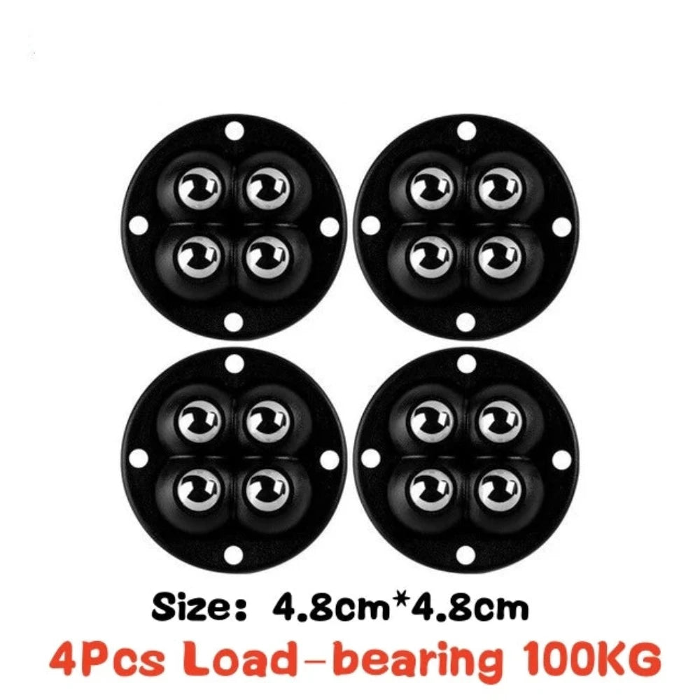 4Pcs Furniture Casters Wheels Heavy Duty Ball Pulley Self Adhesive Stainless Steel 360° Rotation Universal Wheel Load 20/200Kg