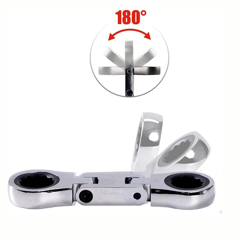 Juego de Llaves Combinadas de Cabeza Flexible de 5 Piezas, Mini Juego de Llaves, Llave de Doble Caja de Cabeza Flexible, Mini Juego de Llaves