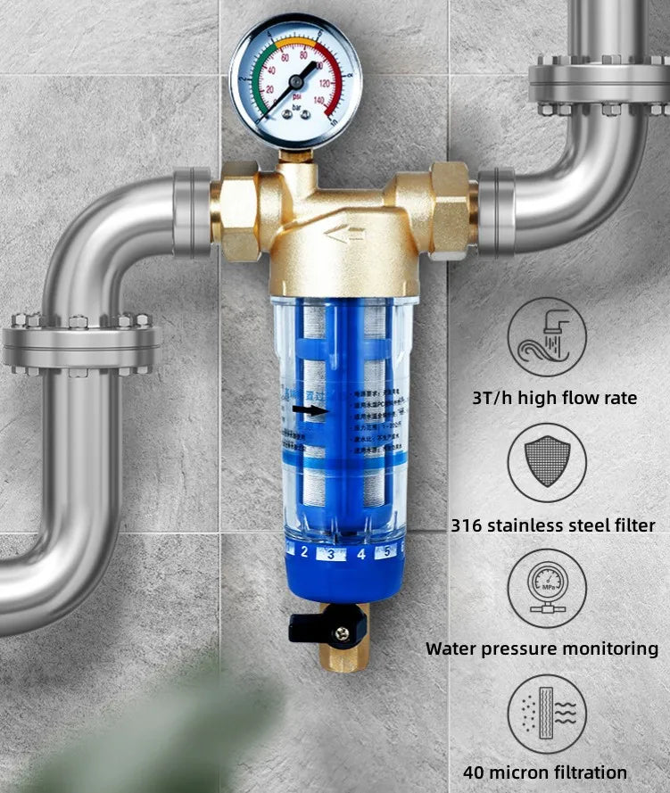 Filtro a Maglia per l'Intera Casa - Rimuove Ruggine e Sedimenti con Rete in Acciaio Inox, Facile Controlavaggio
