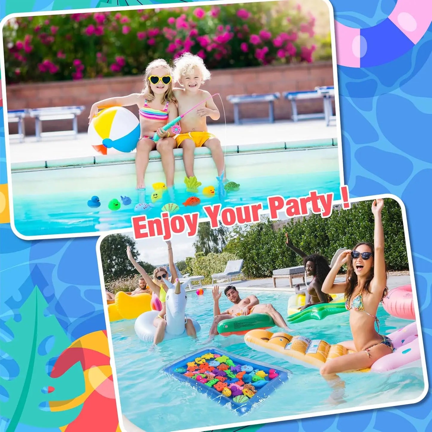 Magnetic Fishing Game Set with Inflatable Pool for Kids