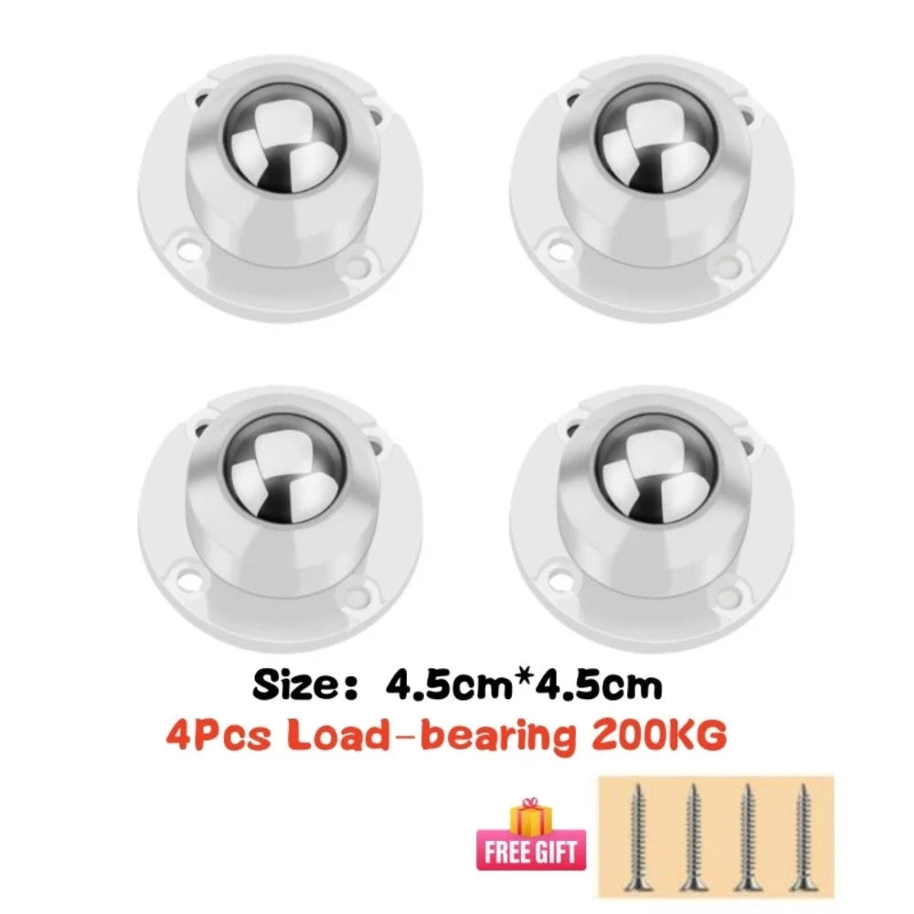 4Pcs Furniture Casters Wheels Heavy Duty Ball Pulley Self Adhesive Stainless Steel 360° Rotation Universal Wheel Load 20/200Kg