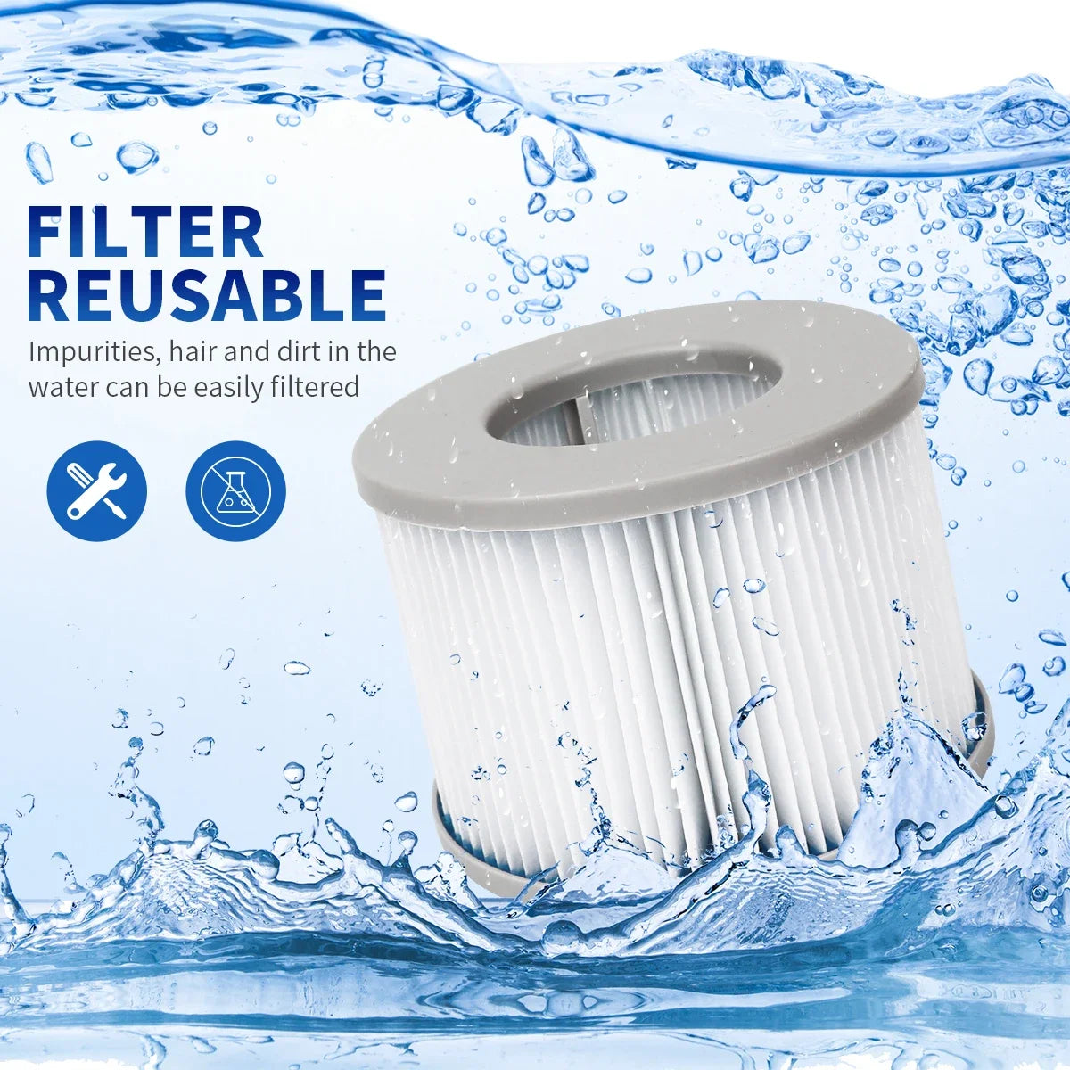 2-6 piezas Cartucho de Filtro de Agua de Bañera de Hidromasaje Inflable Reemplazo de Bomba Kit de Reemplazo de Filtro de Hidromasaje Amigable para Natación Elite