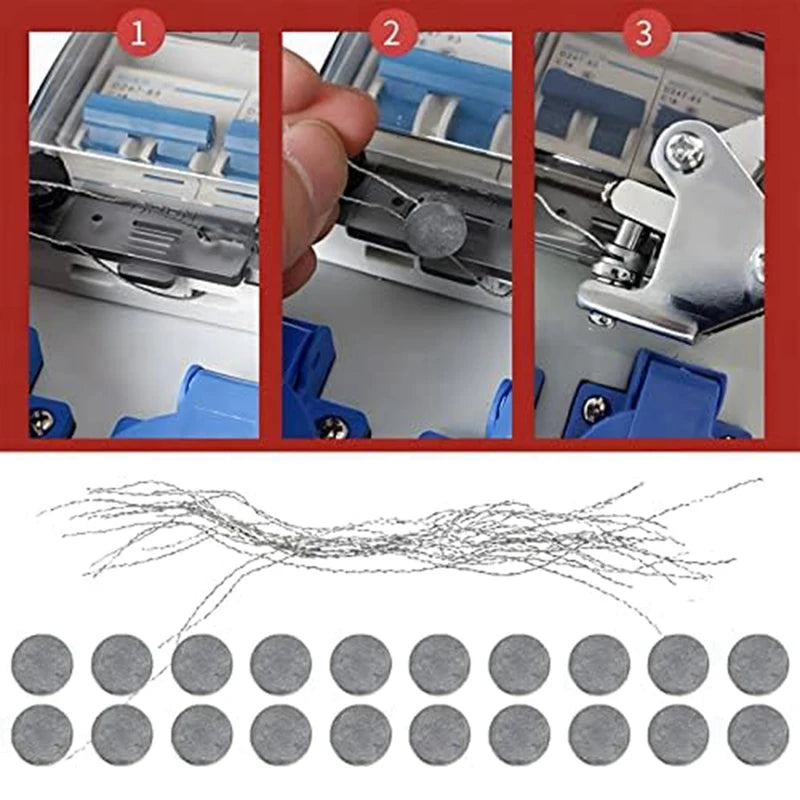 Set di Pinze Sigillanti con 60 Sigilli di Piombo e Fili d'Acciaio (Adatti per Diametro 10mm)