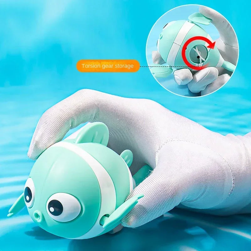 Cute Clownfish Clockwork Bath Toy for Toddlers (0-6 Years), Unisex Plastic PP Swimming Water Toy