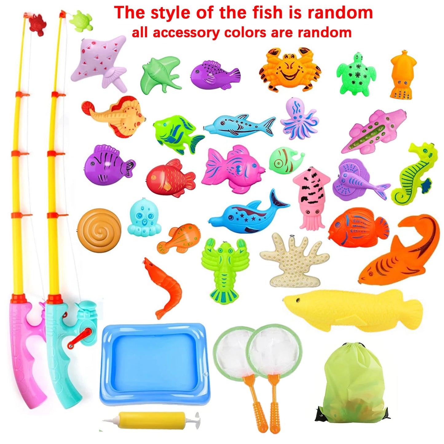 Magnetic Fishing Game Set with Inflatable Pool for Kids