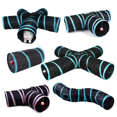 Non-Electrical Plastic Cat Tunnel Toy for Indoor Cats - Collapsible Play Tube with Peek Hole