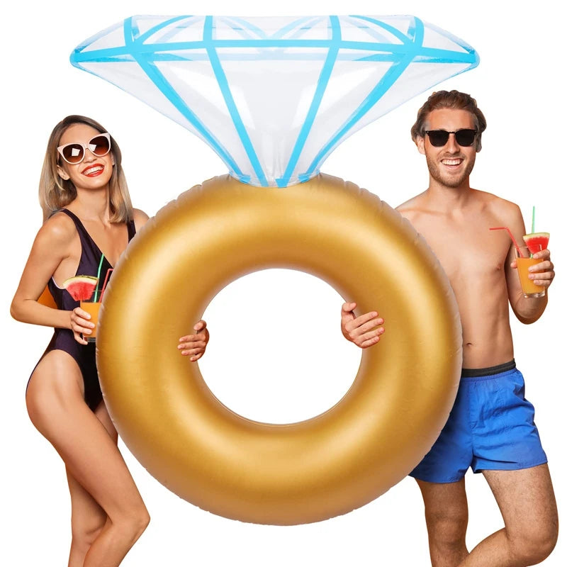 Aufblasbarer Diamantring-Pool-Float, Hochzeits-Junggesellinnenabschied-Schwimmring, Strand-Wassersitz-Spielzeug für Erwachsene