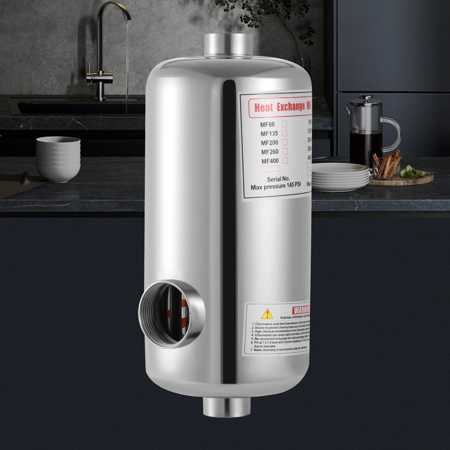 28kw Stainless Steel Swimming Pool Heat Exchanger, 1292x134 mm Swimming Pool Heat Exchanger