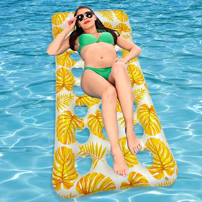 Aufblasbare Pool-Schwimmreihe und Wasserhängematten-Lounger, große Schwimmbett-Matratze für Erwachsene, komfortabler Float für See, Pool oder Strand