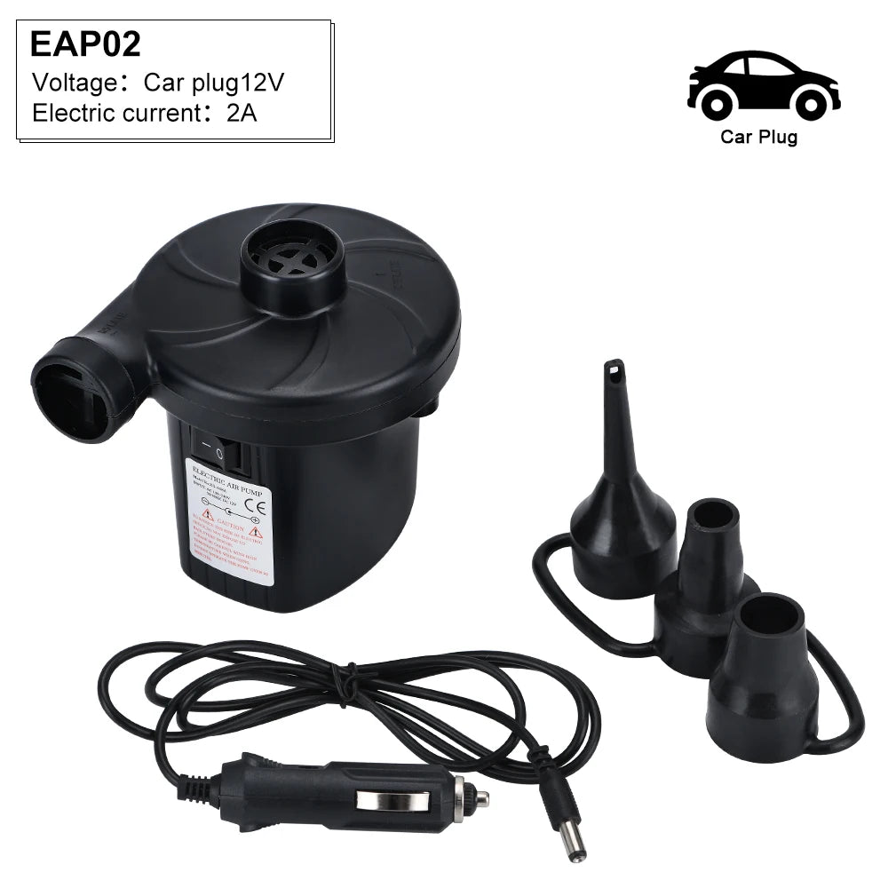 Tragbare elektrische Luftpumpe 160 W AC/DC zum Aufpumpen/Entleeren von Luftmatratzen, Schlauchbooten, Schwimmbecken und Campingausrüstung