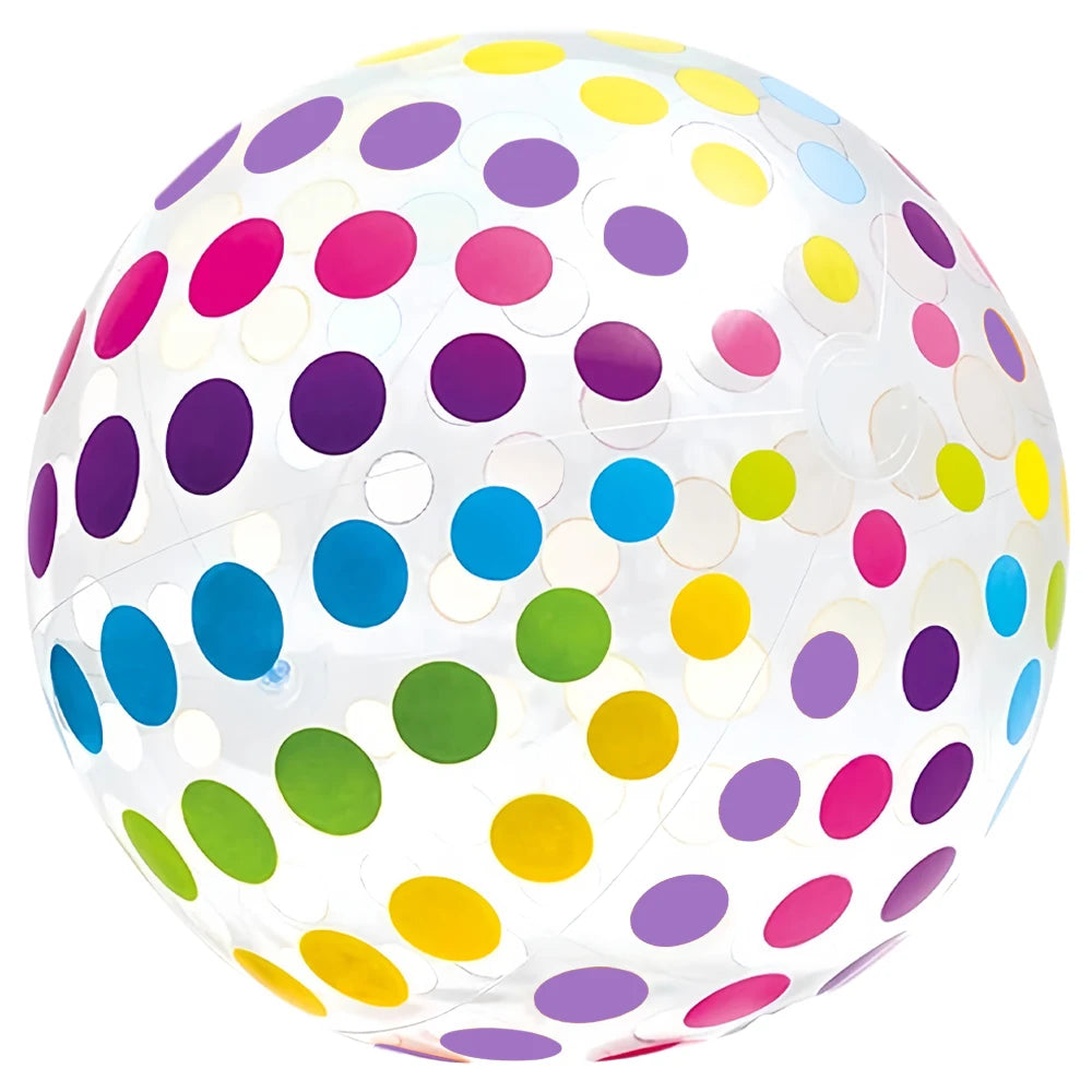 Colorful Striped Transparent Inflatable Beach Ball for Beach, Pool, and Party Games (Ages 14+）