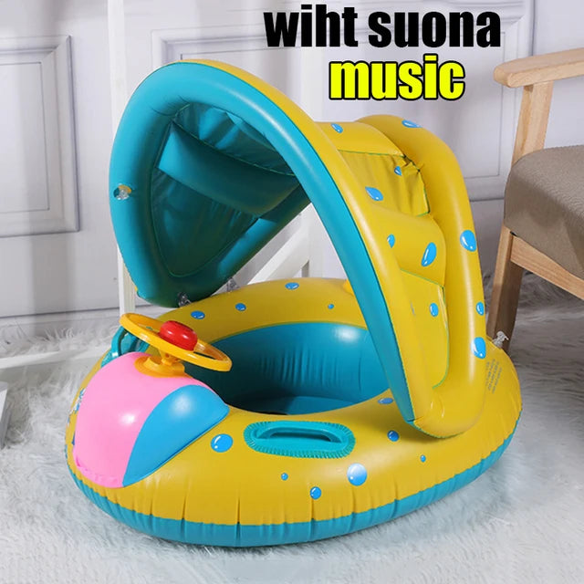 Infant Inflatable Swimming Float Seat with Sunshade