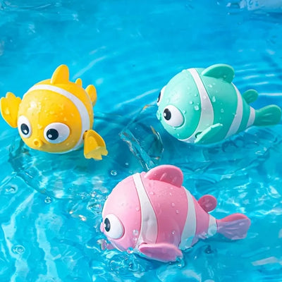 Cute Clownfish Clockwork Bath Toy for Toddlers (0-6 Years), Unisex Plastic PP Swimming Water Toy