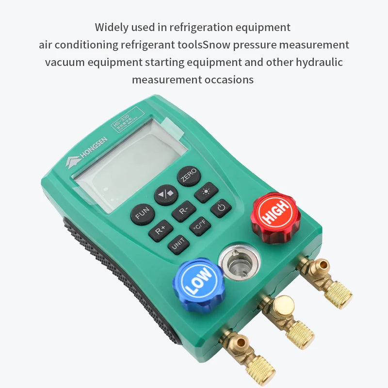 HS-330 Kältetechnik Vakuummeter Digital Mainfold HVAC Klimaanlage Vakuum Druck Temperatur Meter Tester