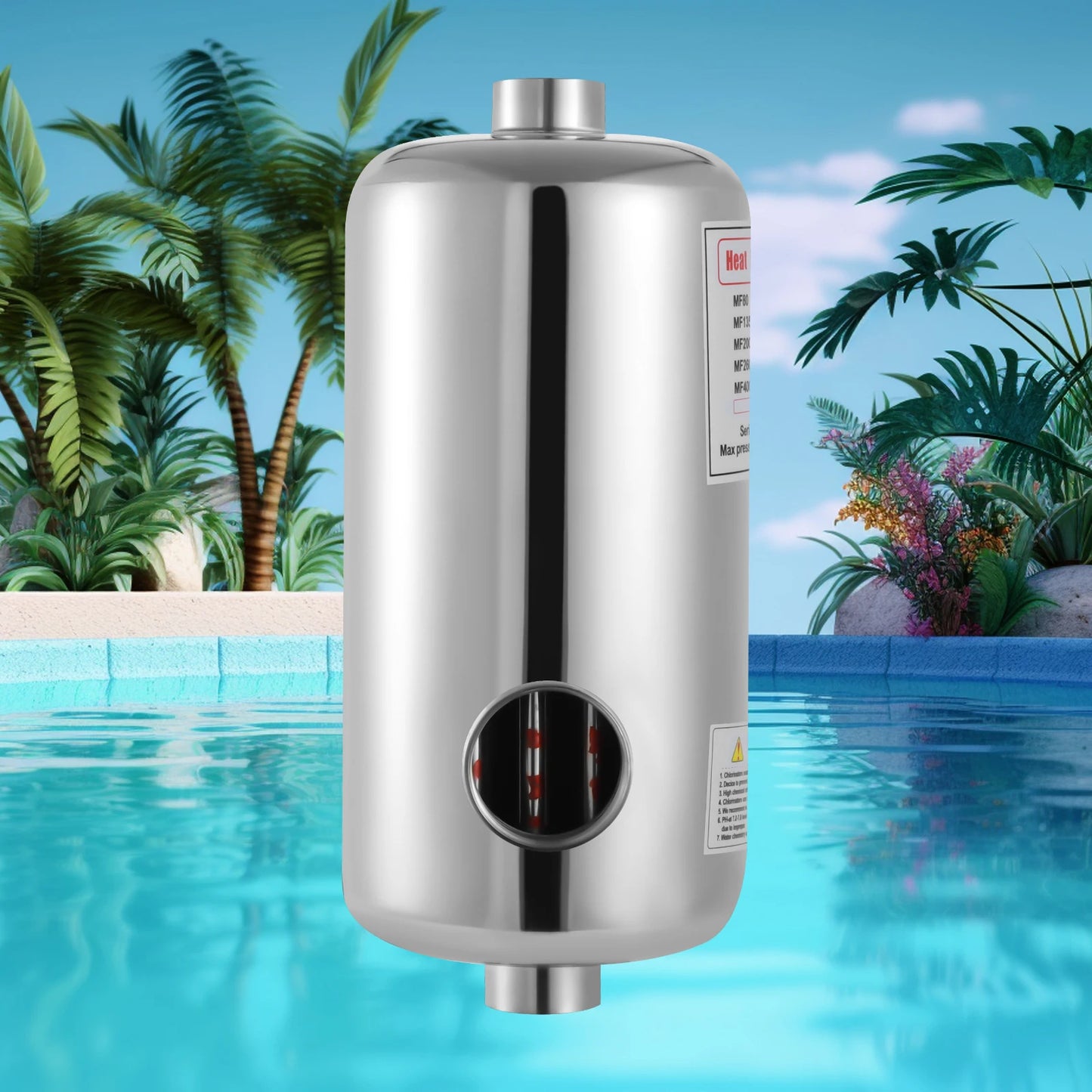 28kw Stainless Steel Swimming Pool Heat Exchanger, 1292x134 mm Swimming Pool Heat Exchanger