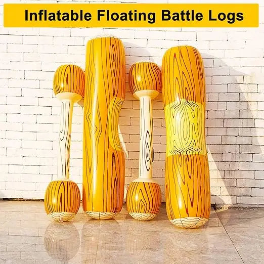 Inflatable Water Gladiator Battle Set (Includes Ride-On Logs & Battle Sticks)