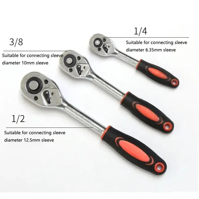 Set di Chiavi a Cricchetto da 12 pezzi con Asta di Estensione – Boccole da 1/4", 3/8", 1/2"
