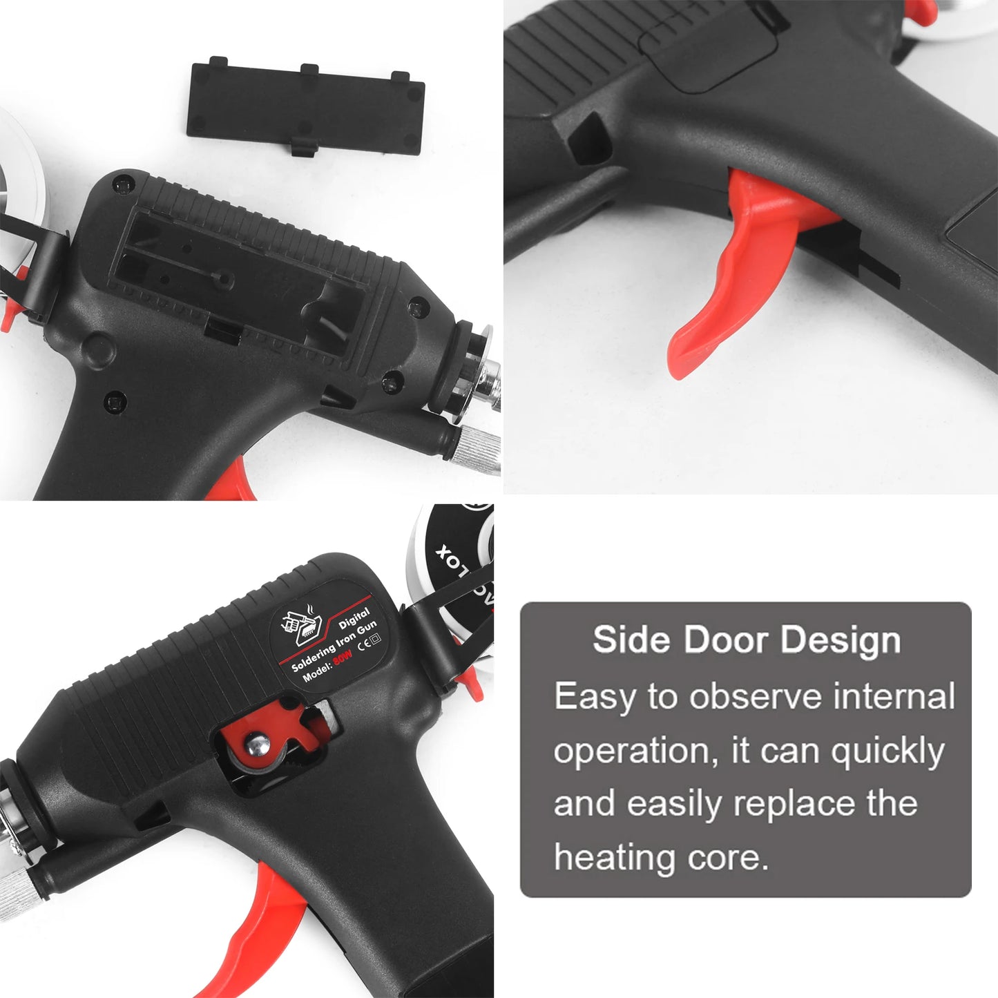 Pistola per saldatura digitale da 80W EU con display digitale e temperatura regolabile da 180-520°C e alimentazione automatica di stagno per riparazioni fai-da-te