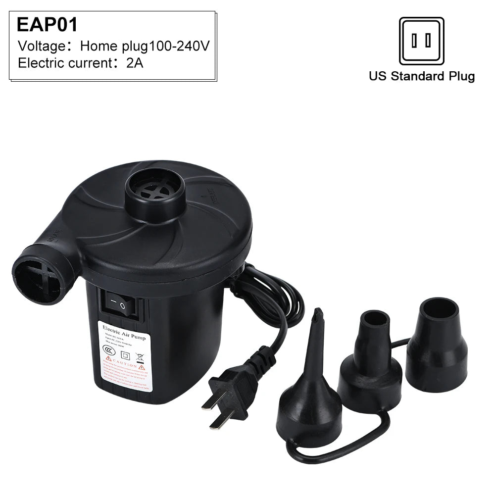 Tragbare elektrische Luftpumpe 160 W AC/DC zum Aufpumpen/Entleeren von Luftmatratzen, Schlauchbooten, Schwimmbecken und Campingausrüstung