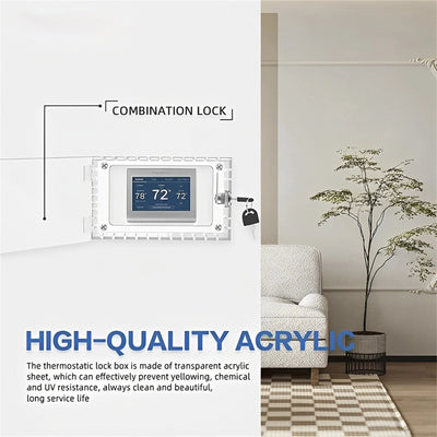 Thermostat Lock Box with Keys Wall-mounted Transparent Thermostat Protective Cover Easy to Install for Most Thermostat