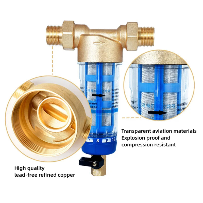 Filtro a Maglia per l'Intera Casa - Rimuove Ruggine e Sedimenti con Rete in Acciaio Inox, Facile Controlavaggio