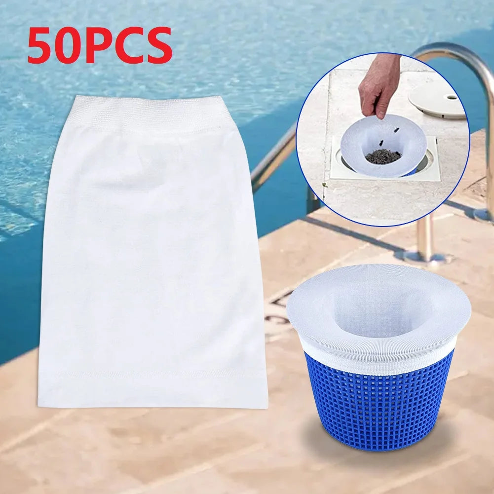 Reusable Pool Skimmer Socks, Ultra-Fine Nylon Mesh Filter Savers for Debris, Leaves, and Hair, Fits In-Ground and Above-Ground Pool Baskets