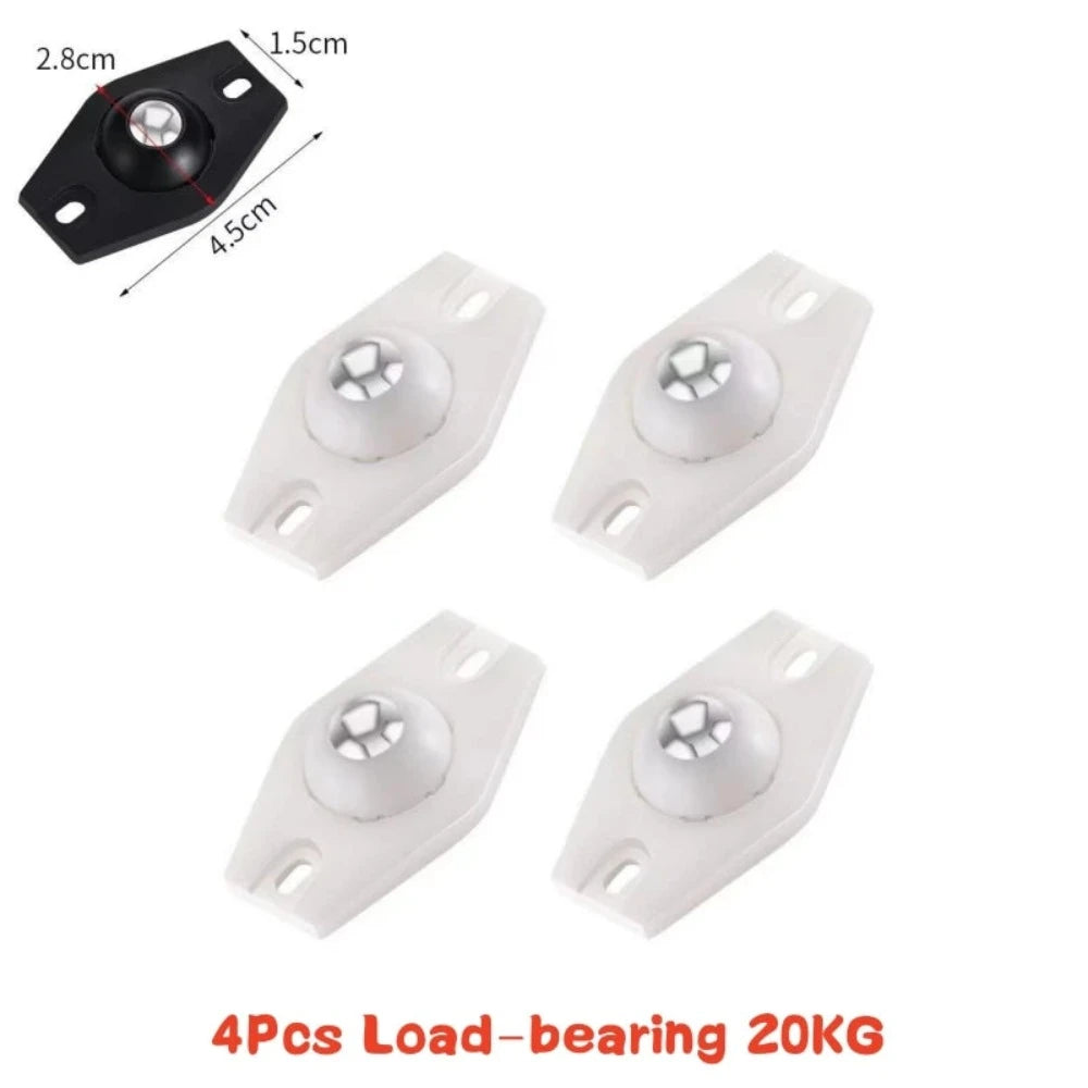 4Pcs Furniture Casters Wheels Heavy Duty Ball Pulley Self Adhesive Stainless Steel 360° Rotation Universal Wheel Load 20/200Kg