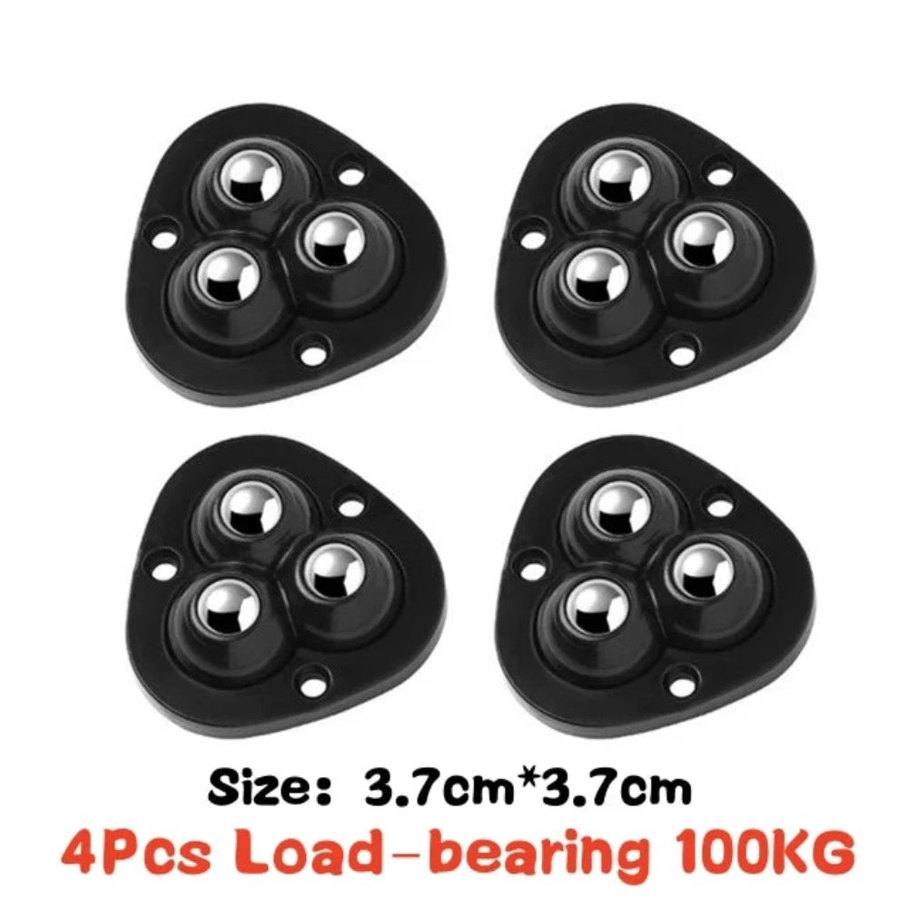 4Pcs Furniture Casters Wheels Heavy Duty Ball Pulley Self Adhesive Stainless Steel 360° Rotation Universal Wheel Load 20/200Kg