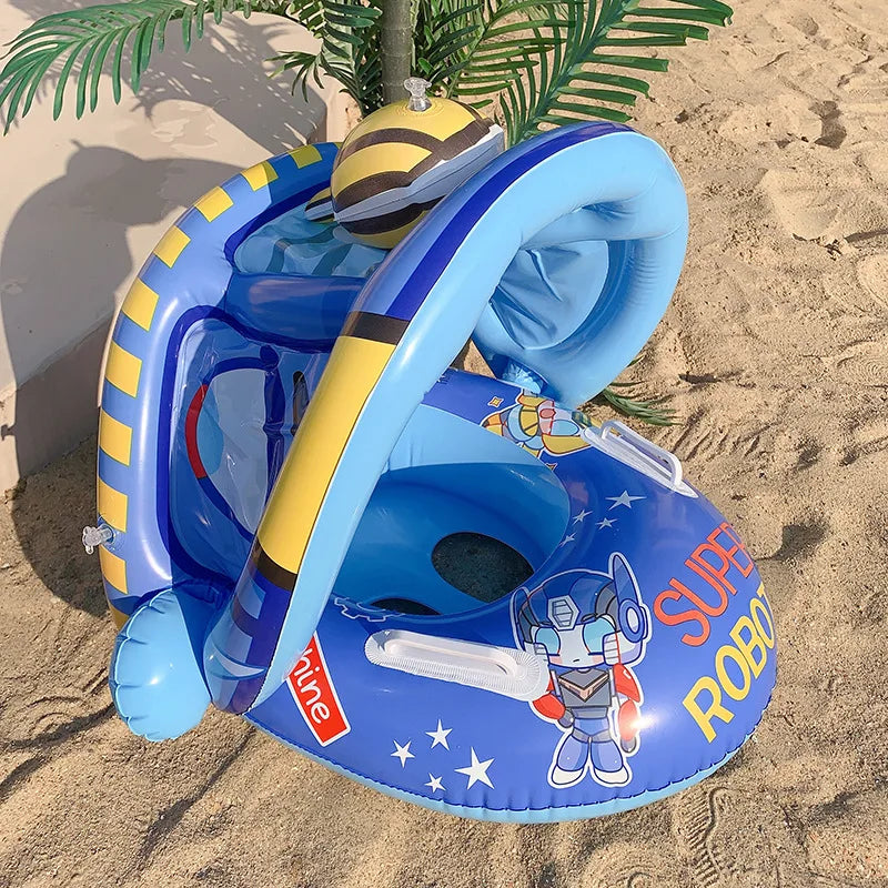 Infant Inflatable Swimming Float Seat with Sunshade