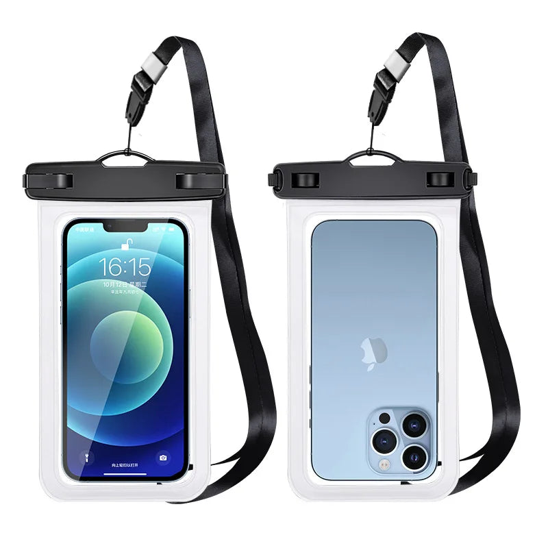 Waterproof Phone Pouch IPX8 Dry Bag with Lock and Lanyard Fits Phones up to 7 Inches for Beach Swimming Snorkeling and Boating
