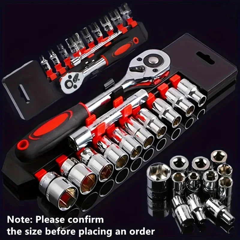Set di Chiavi a Cricchetto da 12 pezzi con Asta di Estensione – Boccole da 1/4", 3/8", 1/2"
