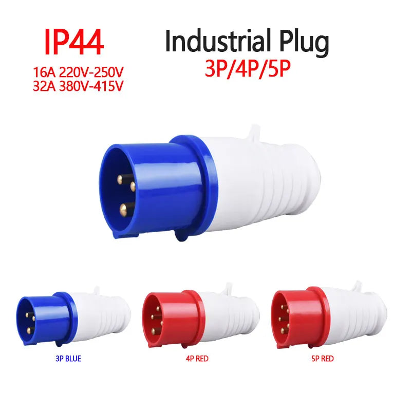 IP44 16A/32A Industrial Plug and Socket Waterproof Connector 3PIN 4PIN ...