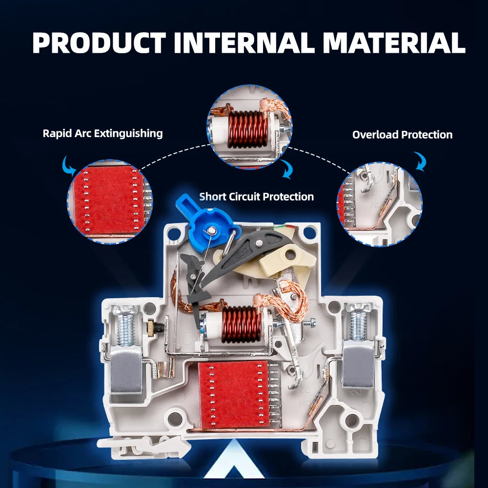MCB 1P 2P 230V 400V 6KA Interruttore Automatico Mini 6A 10A 16A 20A 32A 40A 50A 63A Protezione da Sovraccarico e Cortocircuito