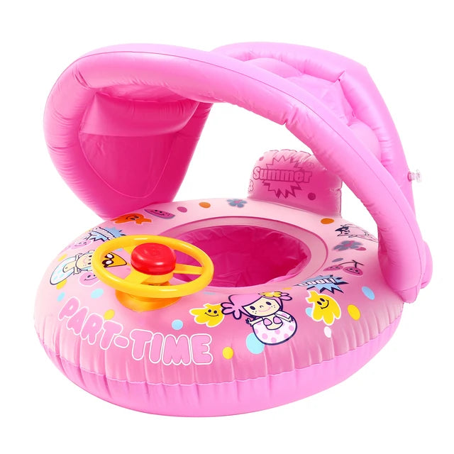 Infant Inflatable Swimming Float Seat with Sunshade