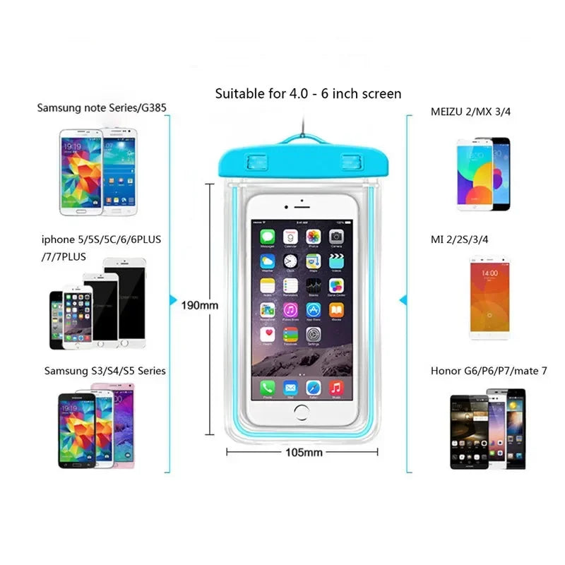 Funda Impermeable para Teléfono para Natación y Deportes Acuáticos (Hasta 6 Pulgadas)