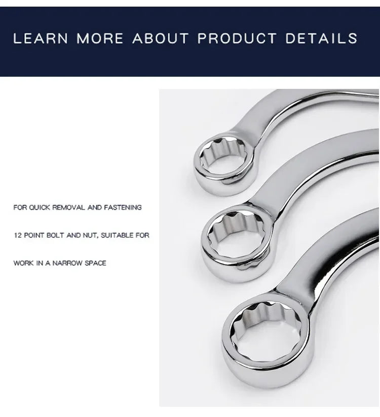 Llave Allen de Doble Extremo Tipo S 140-240MM Llave de Anillo Combinada Herramientas de Reparación de Placa de Ciruela Curvada