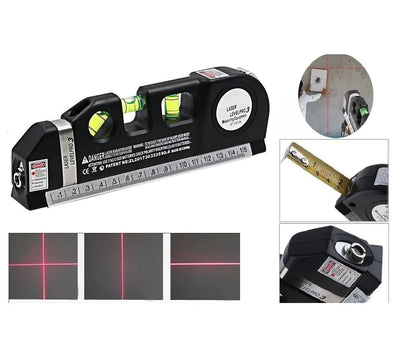 Multipurpose Line Laser Leveler Tool with Measure Tape and Rulers